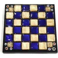 Weihnachts-Mosaik Untersetzer Saphirblau & Gold Millefiori Akzente Weihnachts-Mosaik Untersetzer Saphirblau & Gold Millefiori Akzente von GemstoneMosaics