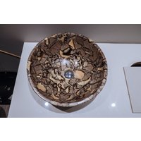 Handgefertigte Gelbe Septaria Stein-Waschbecken Rundes Küchenbecken | 16 Zoll Handgefertigte Gelbe Septaria Stein-Waschbecken Rundes Küchenbecken | 16 Zoll von Gemstoneworlds