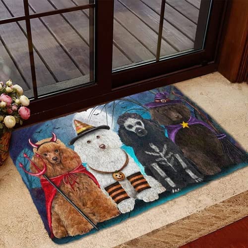 Eingangstürmatte, Halloween-Fußmatte, Tiere, Hunde, Pudel, Hundehaus, Fußmatte, Bodenmatte, rutschfeste Fußmatte, Heimdekoration, 24"x36" von Genan Trading