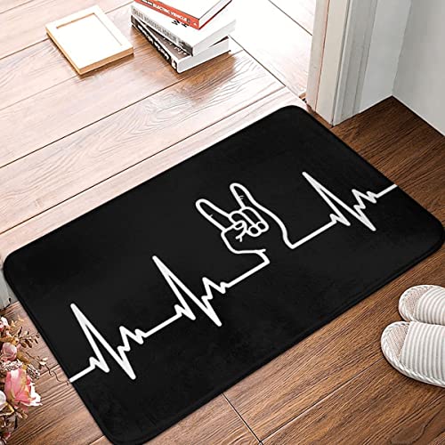 Eingangstürmatte Heavy Metal Rock Music Schlafzimmermatte My Heart Beat Fußmatte Wohnzimmerteppich Eingangstür Wohnkultur 20"x32" von Genan Trading