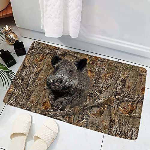 Fußmatte für den Eingang, Tierjagd, Wildschwein, Fußmatte, Dekoration, Fußmatte für Zuhause, drinnen, Schlafzimmer, Toilette, rutschfeste Küchenmatten, Heimdekoration, 16"x24" von Genan Trading