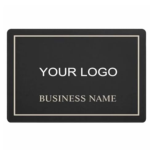 Fußmatte für den Eingang, modernes Schwarz und Gold, Firmenlogo, personalisierte Willkommens-Fußmatte, individueller Branding-Teppich, Teppich, Fußmatte, Boden, 24"x36" von Genan Trading