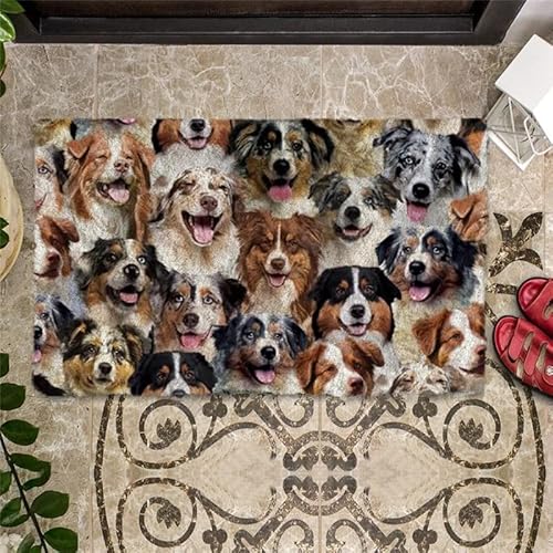 Fußmatte für den Eingang A Bunch of Australian Shepherds Fußmatte, individuelle Fußmatte, rutschfeste Fußmatten, Heimdekoration, 16"x24" von Genan Trading