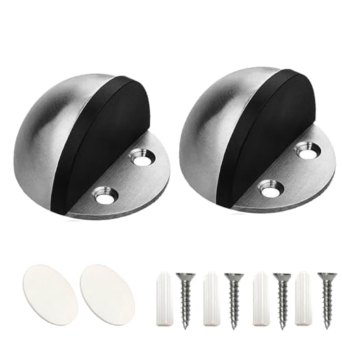 Oksdown 2 Stück Edelstahl Türstopper Ovaler Türkeil mit Schrauben und selbstklebenden Pads mit Schalldämpfende Gummipuffer, Silber für alle Hartböden zum Schutz von Türen, Kinderzimmer, Balkontür Oksdown 2 Stück Edelstahl Türstopper Ovaler Türkeil mit Schrauben und selbstklebenden Pads mit Schalldämpfende Gummipuffer, Silber für alle Hartböden zum Schutz von Türen, Kinderzimmer, Balkontür von Gendewiner