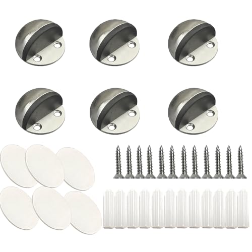 Oksdown 6 Stück Edelstahl Türstopper Ovaler Türkeil mit Schrauben und selbstklebenden Pads mit Schalldämpfende Gummipuffer, Silber Oksdown 6 Stück Edelstahl Türstopper Ovaler Türkeil mit Schrauben und selbstklebenden Pads mit Schalldämpfende Gummipuffer, Silber von Gendewiner