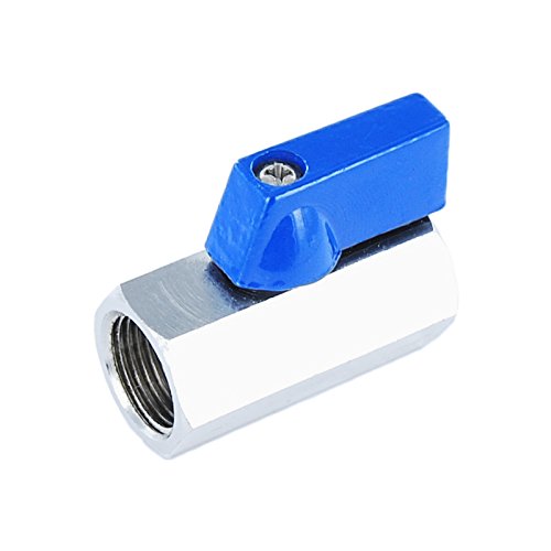 1/4“ Mini Kugelhahn I Absperrventil I Messing I verchromt I blauer Hebelgriff I reduzierter Durchgang I Sechskantgehäuse I PN 16 I BSP I 2x Innengewinde I FF von Genebre