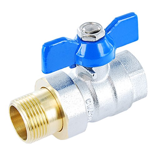 3/4“ Kugelhahn mit Verschraubung I Messing verchromt I blauer Flügelgriff I voller Durchgang I PN 25 I BSP I Aussengewinde x Innengewinde I MF von Genebre