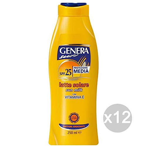 Genera Set 12 Latte Solare Vitamin E SPF 25 Ml 250 Bräunungsmittel, Mehrfarbig von Genera