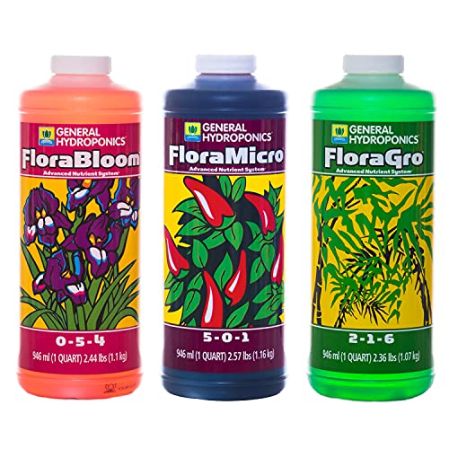 General Hydroponics Flora Grow, Bloom, Micro Combo Dünger, je 1 Quart von General Hydroponics