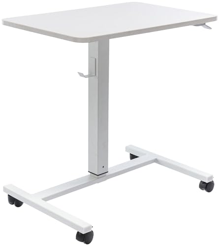 General Office Tisch: Hydraulisch höhenverstellbarer Lift-Schreibtisch mit Rollen, weiß (Laptop-Schreibtisch, PC-Tisch mit Rollen, Ständer) von General Office