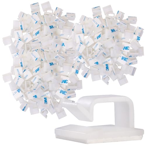 General Office USB-Kabelhalter: 100er-Set selbstklebende Kabelhalter, für innen und außen, weiß (Kabelmanagement-Tools, Kabelführung selbstklebend, Zigarettenanzünder) von General Office