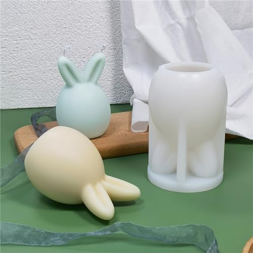 1 Stück Kerzenform Silikon, 3D Ostern Kaninchen Silikonform Kerze, Silikonform Epoxidharz DIY Seifenform Gießformen Gefaltete Ohren Kaninchen für Silikonform Backform Osterhase Party (A-A, One Size) von Generic