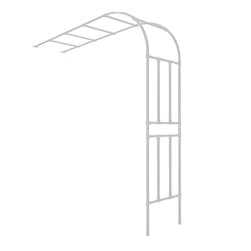 1 Stücke Gartenbogen-Metallrahmen, Halbseitiger Gartenbogen-Rosenspalier, Hochzeitsdekorationen Im Freien, Breite Gartenpergola Im Freien für Kletterpflanzen Und Rosen, Seitenbreite 40(White,2.4M*2. von Generic