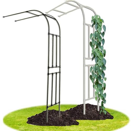 1 Stücke Halbseitiger Gartenbogen mit Bogen, Gartenlaube, Rankgitter für Kletterpflanzen, Pergola für Garten, Terrasse und Innenhof(Black,0.6M*2.4m/1.9FT*7.8FT) von Generic
