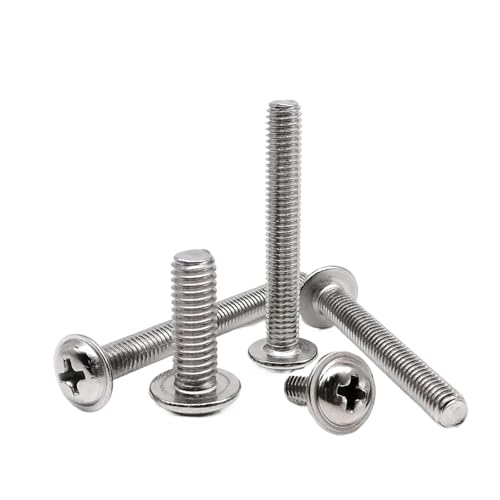 10/50 Stück DIN967 Kreuzschlitzschraube mit Unterlegscheibe, Kragen, Bolzen M1.4 M1.6 M2 M2.5 M3 M4 M5 M6 304 A2 Edelstahl(14mm,50pcs M2.5) von Generic
