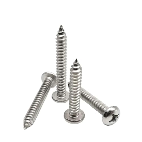 10/50 Stück M1 M1.2 M1.4 M1.7 M2 M3 M4 M5 M6 Mini Kleine 304 Edelstahl Kreuzschlitz-Rundkopf Selbstschneidende Holzschraube(6mm,M3.5 50pcs) von Generic