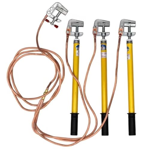 10–500 KV Hochspannungs-Erdungskabel mit Stab/Pol, 25 quadratische transparente weiche Kupferdrähte for Umspannwerke in Stromverteilungsräumen(Yellow,1.0m) von Generic