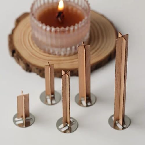 10 Sätze 20-150 * 13mm Kreuz Große Holzdochte Für Die Kerzenherstellung Mit Metalldochthalter Rauchfreie Sojakerzen, 13mm*110mm, 10sets von Generic