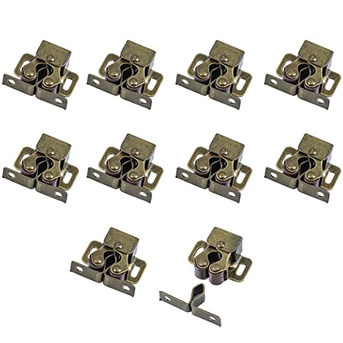 10 Stück Möbelschnäpper Doppelrollen-Türschlösser für Kleiderschrank und Kommode mit Schrauben (Bronze) von Generic