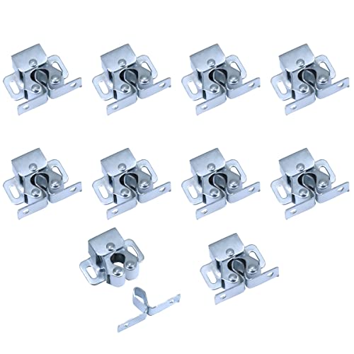 10 Stück Möbelschnäpper Doppelrollen-Türschlösser für Kleiderschrank und Kommode mit Schrauben (Silber) von Generic