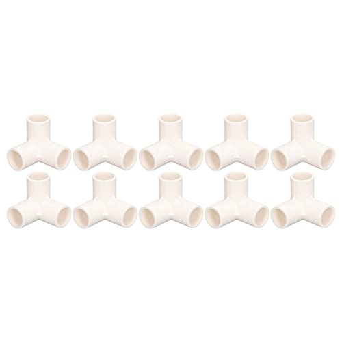 10 Stück PVC-Kunststoff-T-Stücke, 25 mm, 3-Wege-Rohr-Eckverbinder, Innendurchmesser für Wasserrohre, Möbel, Gewächshausverbindungen (White) von Generic
