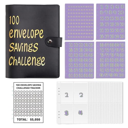 100 Envelope Challenge Binder, Easy And Fun Way To Save €5,050, Savings Challenges Binder, 100 Envelope Challenge Kit, Savings Challenges Book With Envelopes von Generic