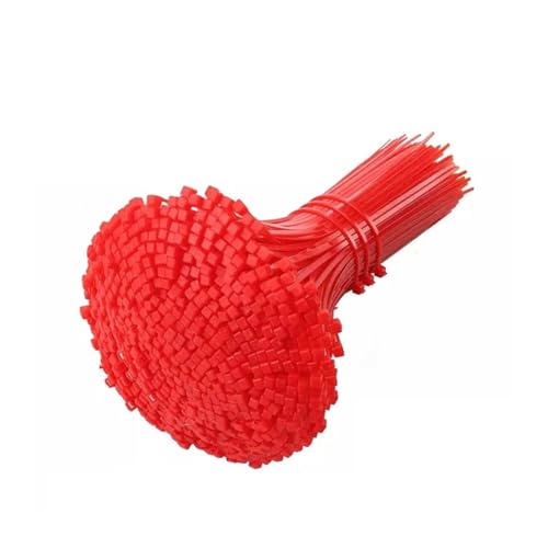 100 Stück selbstsichernde Nylon-Krawatten, bunte Befestigungsbänder, Kabelbinder-Befestigung Verschluss(Red,4x150mm) von Generic