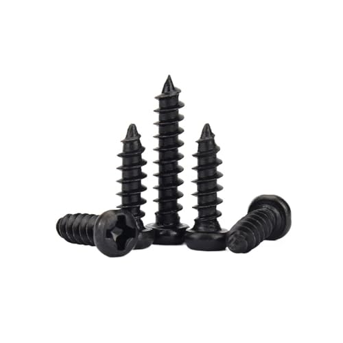 100 Teile/los Kreuz Rundkopf selbstschneidende Schraube M1 M1.2 M1.4 M1.5 M1.7 M2 M2.3 M2.6 M3 M3.5 M4 M5 Schwarzer Kohlenstoffstahl(30mmx100pcs,M1.5) von Generic