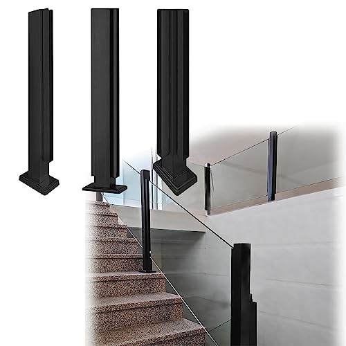 105 cm/85 cm schwarze Glas-Geländerposts für 10 oder 12 mm, Toughened Glass Corner End & Mid Post Optionen, nachhaltige Lösung für moderne Häuser von Generic