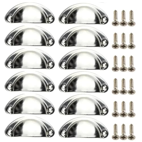 12 STÜCKE Retro Küche Schubladenschrank Türgriff Möbelknöpfe Handware Schrank Eisen Antike Shell Zuggriffe(Silver) von Generic
