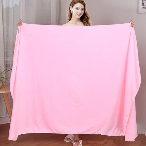 120x200 cm Mikrofasertuch, Extra Großes Badetuch, Weich, Saugfähig Und Schnell Trocknend, Pink, 100x200cm von Generic