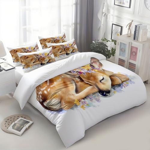 135 x 200 cm Bettwäsche Bettbezug Set Weiß, Tierischer Sikahirschkranz Mikrofaser Bequeme Hypoallergener Bettbezüge 2 Teilig und 1 Kissenbezug für Jugendliche Jugend Mädchen, Weich und Bügelfrei 135 x 200 cm Bettwäsche Bettbezug Set Weiß, Tierischer Sikahirschkranz Mikrofaser Bequeme Hypoallergener Bettbezüge 2 Teilig und 1 Kissenbezug für Jugendliche Jugend Mädchen, Weich und Bügelfrei von Generic