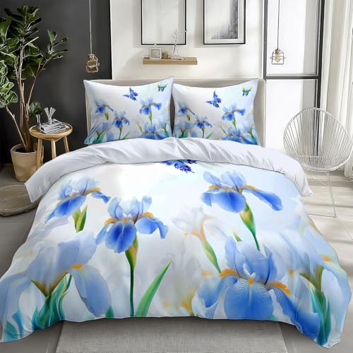 135 x 200 cm Bettwäsche Set Pflanzen Blaue Blumen Schmetterling Drucken Bettbezug Weiß, Bettbezug Weiche Mikrofaser Doppelseitig Reversibel, Mit Reißverschluss und 1 Kissenbezug für Kinder Mädchen 135 x 200 cm Bettwäsche Set Pflanzen Blaue Blumen Schmetterling Drucken Bettbezug Weiß, Bettbezug Weiche Mikrofaser Doppelseitig Reversibel, Mit Reißverschluss und 1 Kissenbezug für Kinder Mädchen von Generic