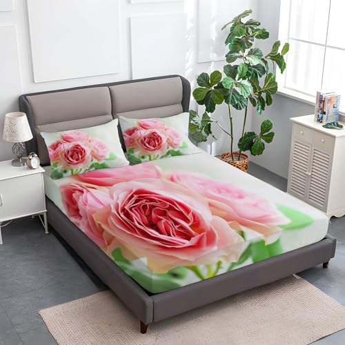 140 x 200 cm Spannbettlaken Hellgrün, Retro Pflanzenrosen Polyester Bettlaken 30cm Extra Tiefe Taschenlaken Spannbetttuch Mikrofaser Weich und atmungsaktiv für Matratzen von 30cm 140 x 200 cm Spannbettlaken Hellgrün, Retro Pflanzenrosen Polyester Bettlaken 30cm Extra Tiefe Taschenlaken Spannbetttuch Mikrofaser Weich und atmungsaktiv für Matratzen von 30cm von Generic