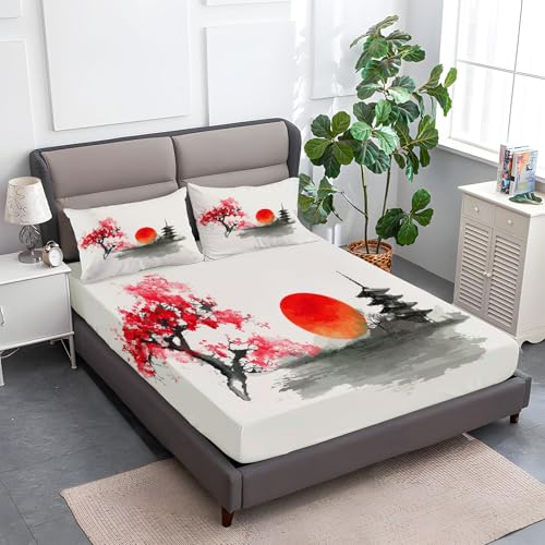 140 x 200 cm Spannbettlaken Lichtfarbe, Geschlossene Kirschblütenpagode Polyester Bettlaken 30cm Extra Tiefe Taschenlaken Spannbetttuch Mikrofaser Weich und atmungsaktiv für Matratzen von 30cm 140 x 200 cm Spannbettlaken Lichtfarbe, Geschlossene Kirschblütenpagode Polyester Bettlaken 30cm Extra Tiefe Taschenlaken Spannbetttuch Mikrofaser Weich und atmungsaktiv für Matratzen von 30cm von Generic