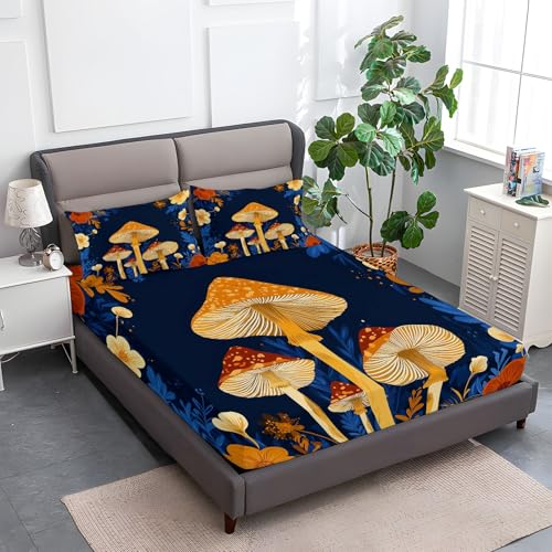 140 x 200 cm Spannbettlaken Marineblau, Psychedelische Pilze Polyester Bettlaken 30cm Extra Tiefe Taschenlaken Spannbetttuch Mikrofaser Weich und atmungsaktiv für Matratzen von 30cm 140 x 200 cm Spannbettlaken Marineblau, Psychedelische Pilze Polyester Bettlaken 30cm Extra Tiefe Taschenlaken Spannbetttuch Mikrofaser Weich und atmungsaktiv für Matratzen von 30cm von Generic