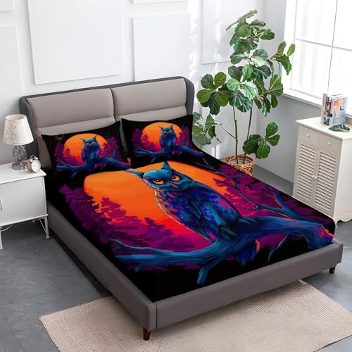 140 x 200 cm Spannbettlaken Schwarz, Tier Eule Zauberwald Polyester Bettlaken 30cm Extra Tiefe Taschenlaken Spannbetttuch Mikrofaser Weich und atmungsaktiv für Matratzen von 30cm 140 x 200 cm Spannbettlaken Schwarz, Tier Eule Zauberwald Polyester Bettlaken 30cm Extra Tiefe Taschenlaken Spannbetttuch Mikrofaser Weich und atmungsaktiv für Matratzen von 30cm von Generic