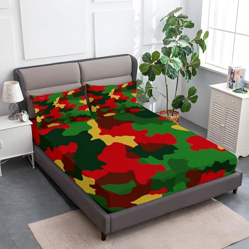 140 x 200 cm Spannbettlaken Set Farbe, Militärisches Tarnthema Mikrofaser Bettwäsche, Weiches Spannleintuch 2 Kissenbezüge, Pflegeleichtes Bettwäsche Set für Boxspringbett und Topper 140 x 200 cm Spannbettlaken Set Farbe, Militärisches Tarnthema Mikrofaser Bettwäsche, Weiches Spannleintuch 2 Kissenbezüge, Pflegeleichtes Bettwäsche Set für Boxspringbett und Topper von Generic