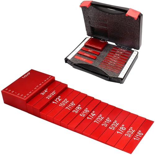 15PCS Präzision Setup Blocks Set Aluminium Setup Bars Holzbearbeitung Mess Werkzeug for Messen Bohrer Klinge Router Dimension(Red) von Generic