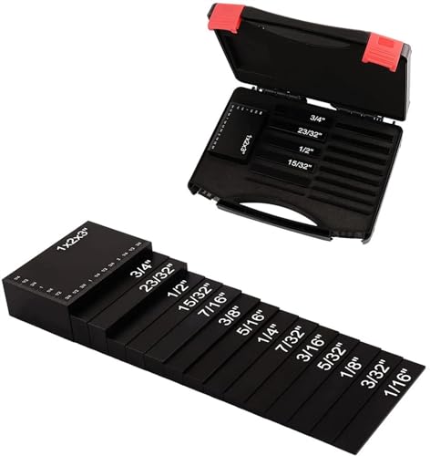 15PCS Präzision Setup Blocks Set Aluminium Setup Bars Holzbearbeitung Mess Werkzeug for Messen Bohrer Klinge Router Dimension(Svart) von Generic