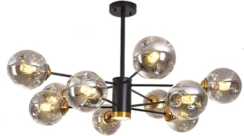 16-licht Moderne Sputnik Zweig Cluster Glas Blase Kronleuchter Schwarz Led Deckenleuchte Rauch Grau Braunglas Bauernhaus Industrielle Pendelleuchte Für Küche Esszimmer, Black+Gray, 10 Light 16-licht Moderne Sputnik Zweig Cluster Glas Blase Kronleuchter Schwarz Led Deckenleuchte Rauch Grau Braunglas Bauernhaus Industrielle Pendelleuchte Für Küche Esszimmer, Black+Gray, 10 Light von Generic