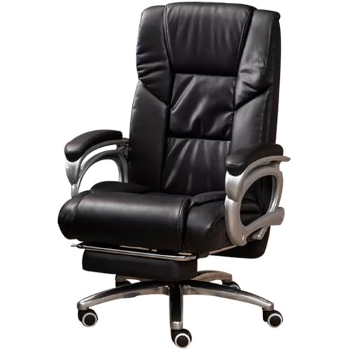 160° Verstellbarer Schreibtischstuhl, Bequemer Chefsessel Aus Rindsleder, Tragkraft: 140 Kg(Black Color) von Generic