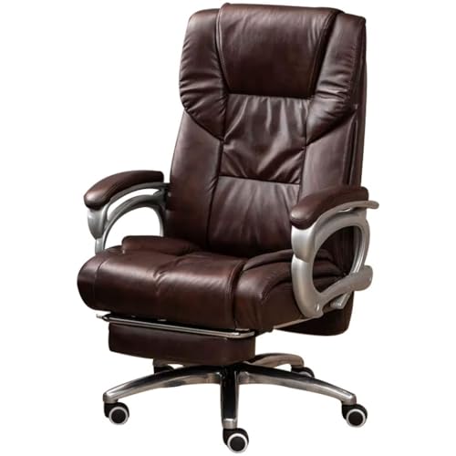 160° Verstellbarer Schreibtischstuhl, Bequemer Chefsessel Aus Rindsleder, Tragkraft: 140 Kg(Coffee Color) von Generic