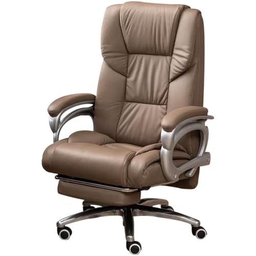 160° Verstellbarer Schreibtischstuhl, Bequemer Chefsessel Aus Rindsleder, Tragkraft: 140 Kg(Khaki Color) von Generic