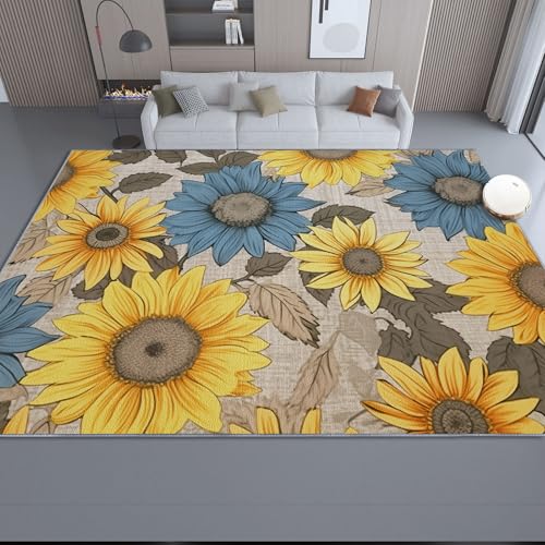 160 x 230 cm Wohnzimmerteppich, Farbe Waschbare rutschfest Carpet, Retro Schön Blumen Sonnenblumen Bedruckter Teppiche, Geeignet für Küchen Flure und Restaurants 160 x 230 cm Wohnzimmerteppich, Farbe Waschbare rutschfest Carpet, Retro Schön Blumen Sonnenblumen Bedruckter Teppiche, Geeignet für Küchen Flure und Restaurants von Generic