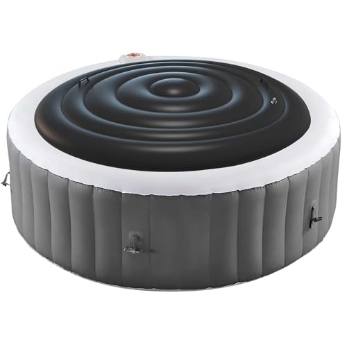 160cm Aufblasbare Whirlpools-Abdeckung mit Griff, Spa Pool Abdeckung, Runde Aufblasbare Poolabdeckung, Energiesparend Thermoabdeckung für Pools für die Runden Aufblasbaren Pools,Black Round,160cm von Generic