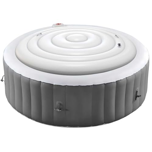 160cm Aufblasbare Whirlpools-Abdeckung mit Griff, Spa Pool Abdeckung, Runde Aufblasbare Poolabdeckung, Energiesparend Thermoabdeckung für Pools für die Runden Aufblasbaren Pools,White Round,135cm von Generic