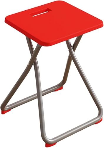 18 Zoll Faltbarer Barhocker, kompakter Klappstuhl, tragbarer Klappstuhl mit Griff und Fußmatten, Keine Montage für Küche, Schlafsaal, Waschtisch, Kirche, Outdoor-Camping (rot) von Generic