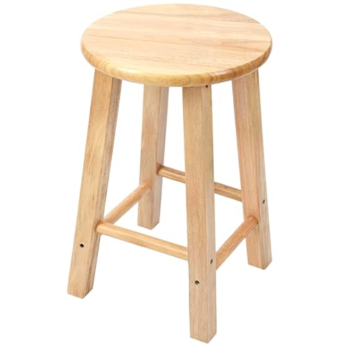 18-Zoll-Thekenhocker mit Runder Sitzfläche in Natur, Rahmen aus Massivholz, Barhocker Holz für Kücheninseln mit Sitzen Ohne Rückenlehne, Modernes Design, Hohe Tragfähigkeit(45cm) von Generic