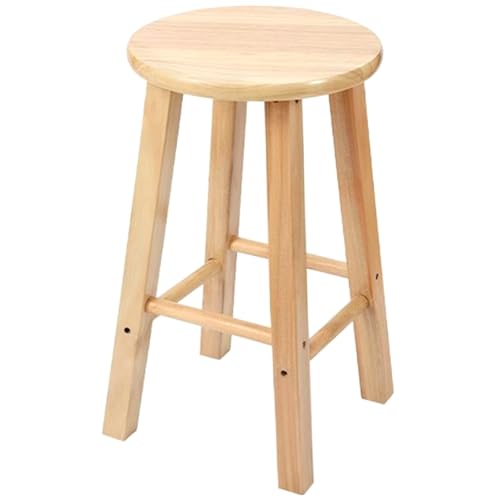 18-Zoll-Thekenhocker mit Runder Sitzfläche in Natur, Rahmen aus Massivholz, Barhocker Holz für Kücheninseln mit Sitzen Ohne Rückenlehne, Modernes Design, Hohe Tragfähigkeit(50cm) von Generic